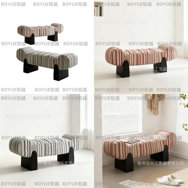 Modern Solid Wood Fabric Sofa Stool Creative Bedroom Bedside Bench Household Entryway Shoe Changing Seat Minimalist Home