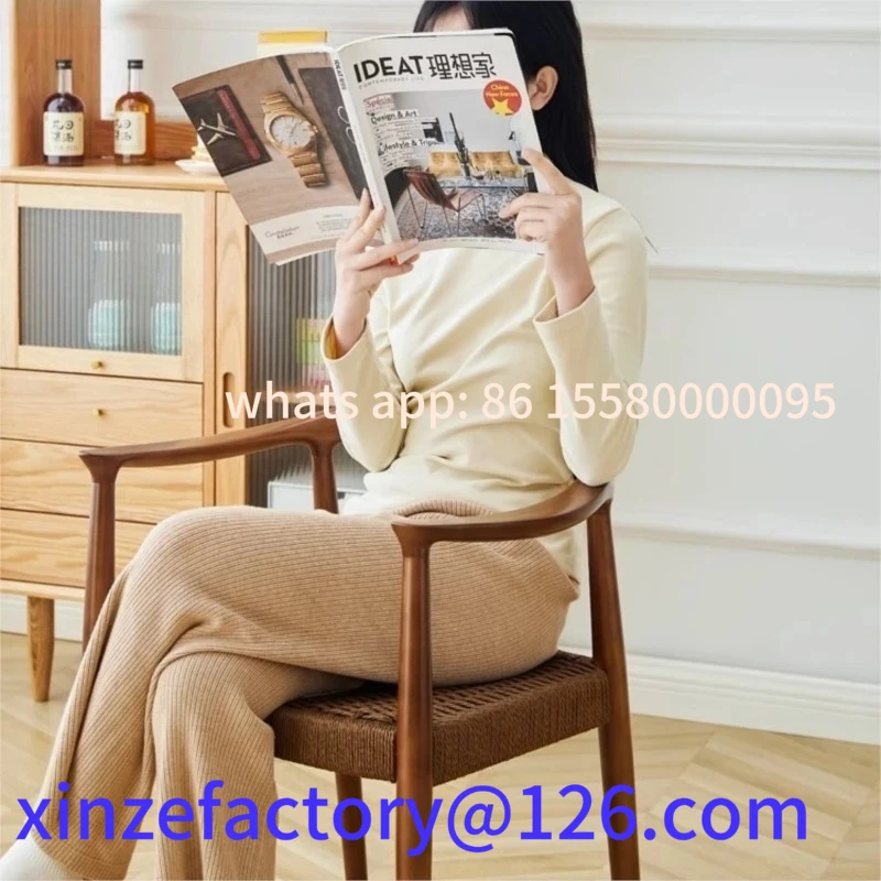 Customizable GUIG Japanese Casual Armchair Study Chair Tea Room Negotiation Chair Kraft Paper Rope Double-sided Braided Rope Din
