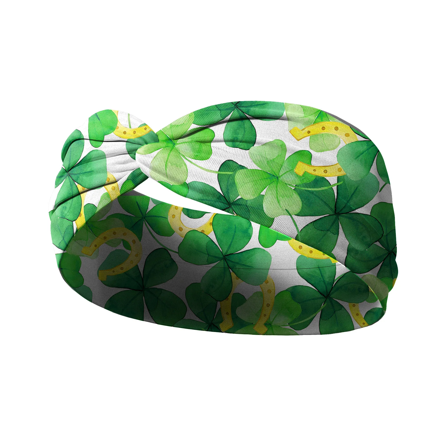 St. Patrick's Day headband clover print front cross elastic headband