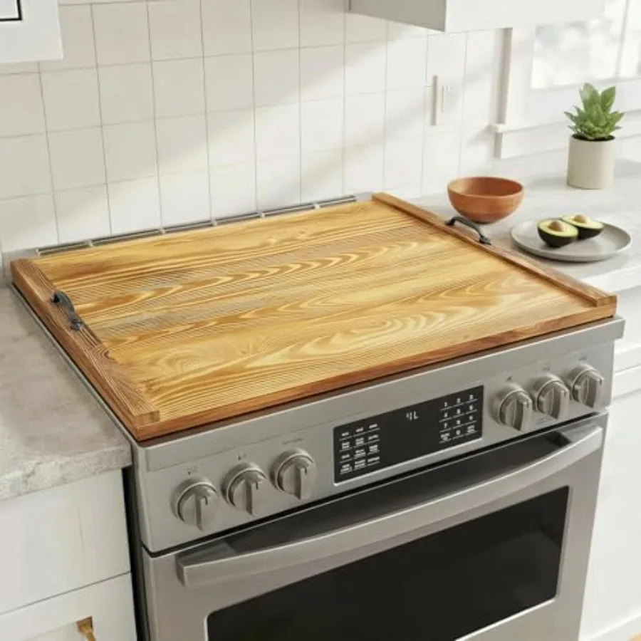 

Noodle Board Stove Cover wi Handles Wood Stove Top Covers for Electric Stove and Gas Burners 30" x 22" Stovetop Cover tic Kitch