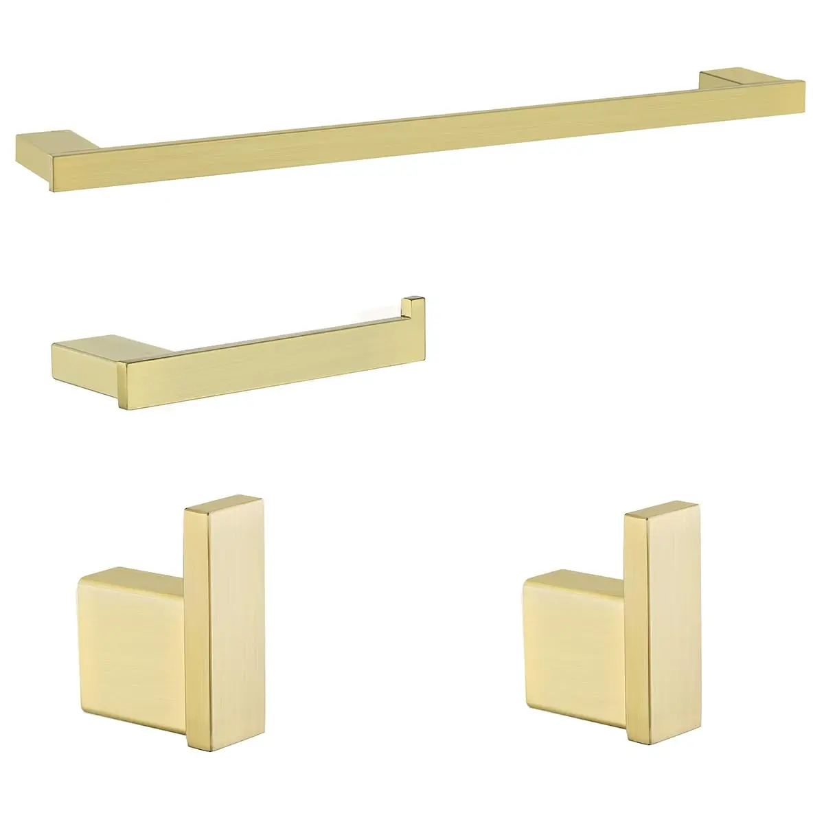 

9 Inch Brushed Brass Towel Bar And Dual Wall Hooks For Bathroom Kitchen Use