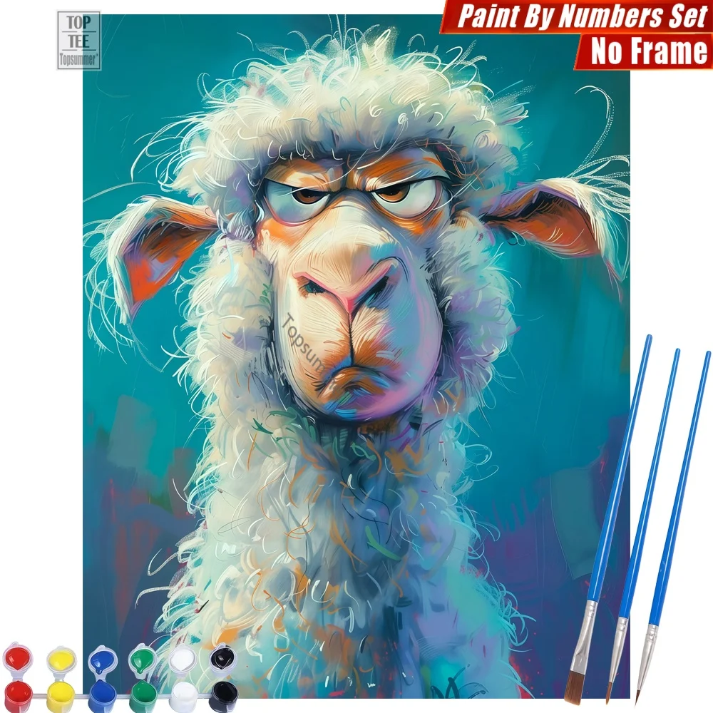 

Набор для рисования по номерам «Забавная мультяшная овечка» — Настенный декор для дома, подарок на День отца для папы