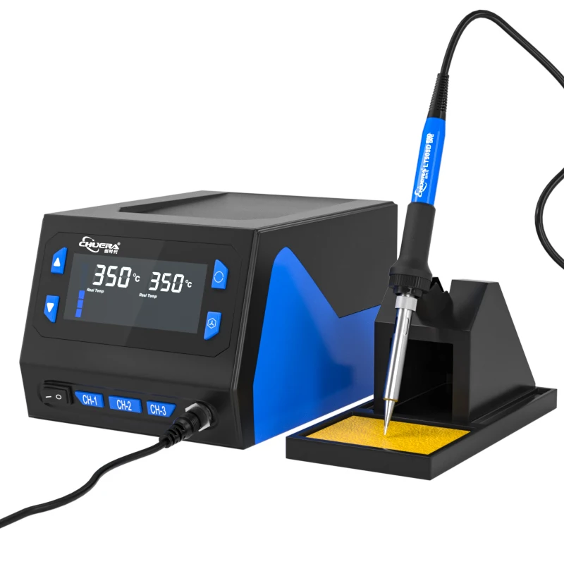 

Chuera 989D 70W Soldering Iron Mini Size Dual Temperature Display Memory Function Automatic Sleep New Model Soldering Station