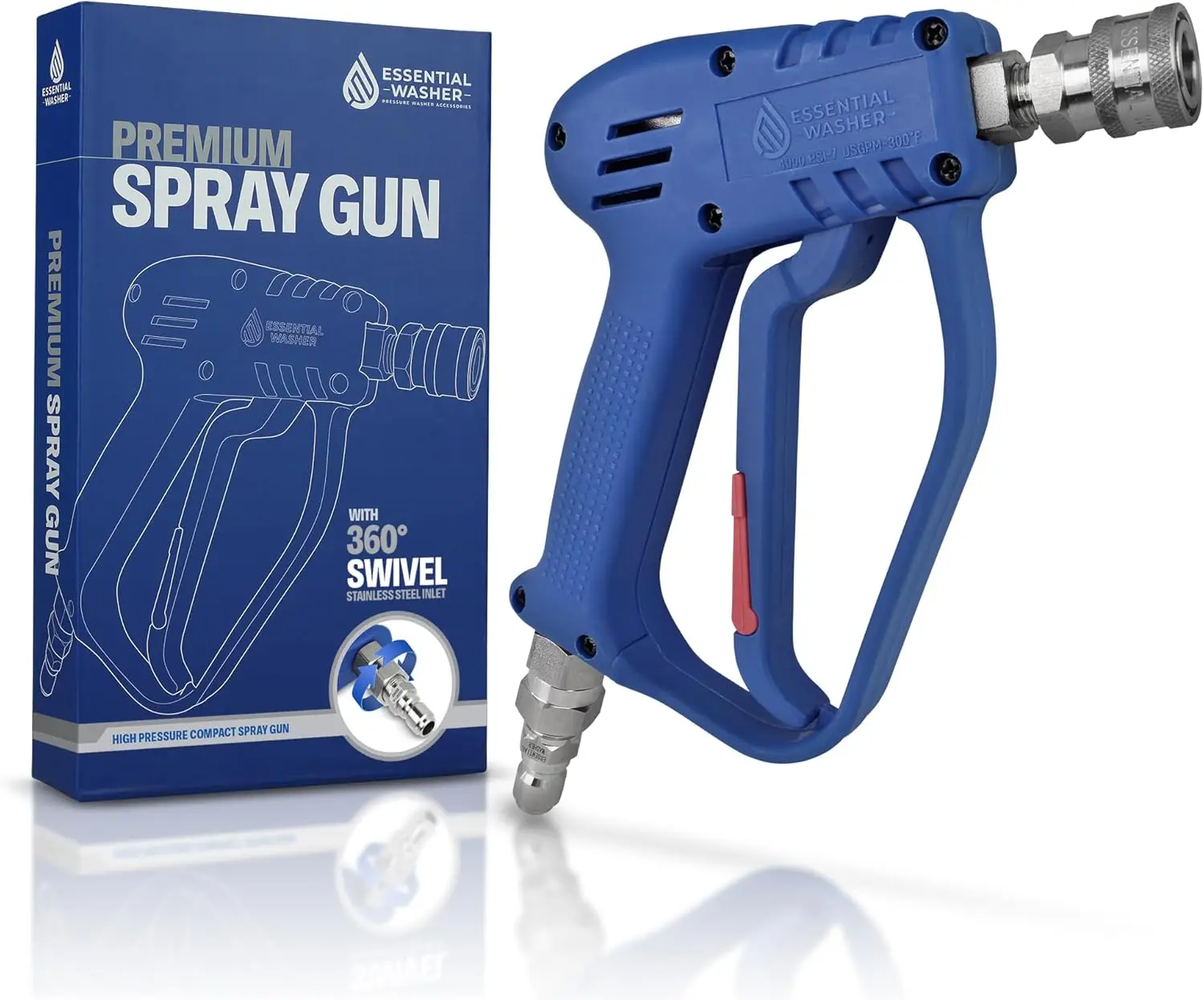 

Short Pressure Washer Gun with Stainless Steel Swivel - Stubby Pressure Washer Gun with SS Plug and Quick Connect