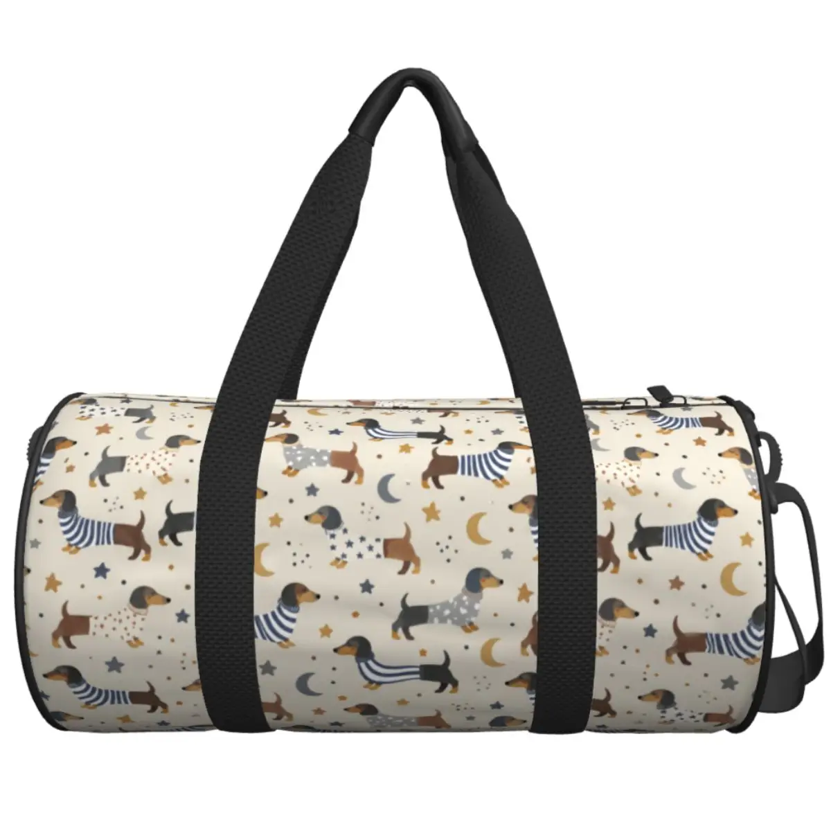 Cute Dachshund Dog Bone Paw Print Travel Bag Training Sports Bags Large Capacity Novelty Gym Bag Men's Design Oxford Fitness Bag