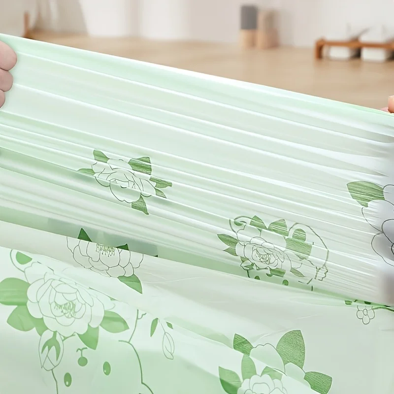 60 pieces of printed non-stick garbage bags, household portable cleaning plastic bags, scented drawstring garbage bags