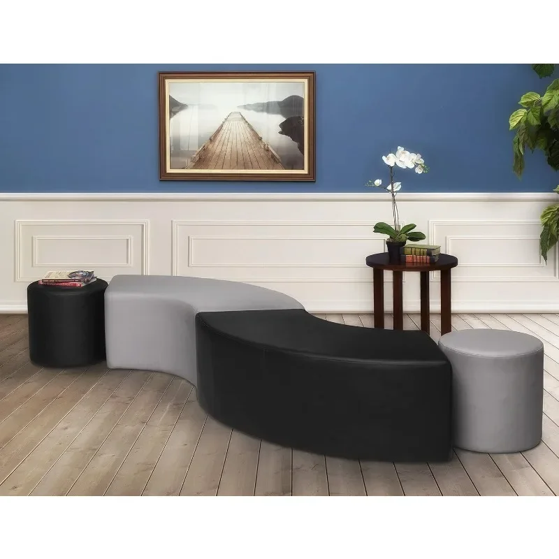 Aurora Curved Ottoman- Black