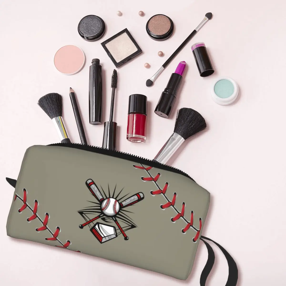 Fashion Softball Baseball Lace Travel Toiletry Bag for Women Cosmetic Makeup Bag Beauty Storage Dopp Kit