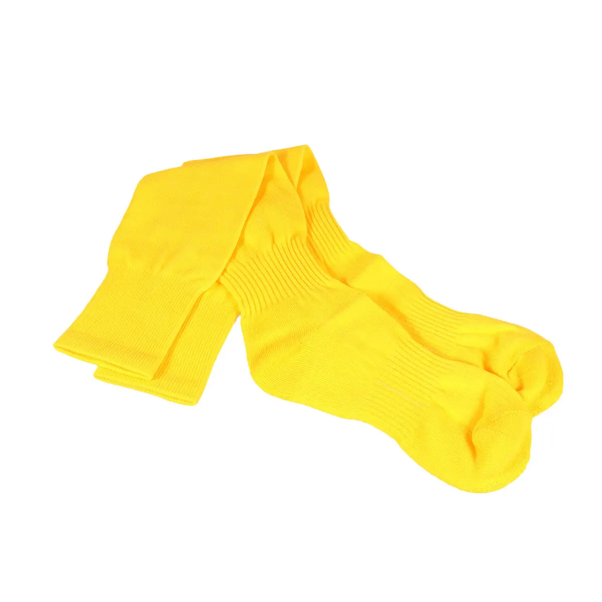 

1Pair Knee High Football Socks Yellow Sport Tube Stockings for Daily Wear Breathable Elastic Leg Shaping Solid Color Exercise