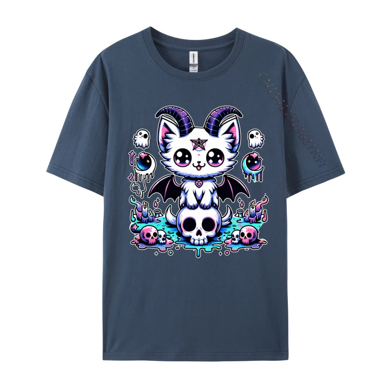 Retro encantador gato y calavera amantes animales trajes lindos mascotas divertida camiseta nueva llegada cuello redondo regalo Premium algodón hombres camisetas