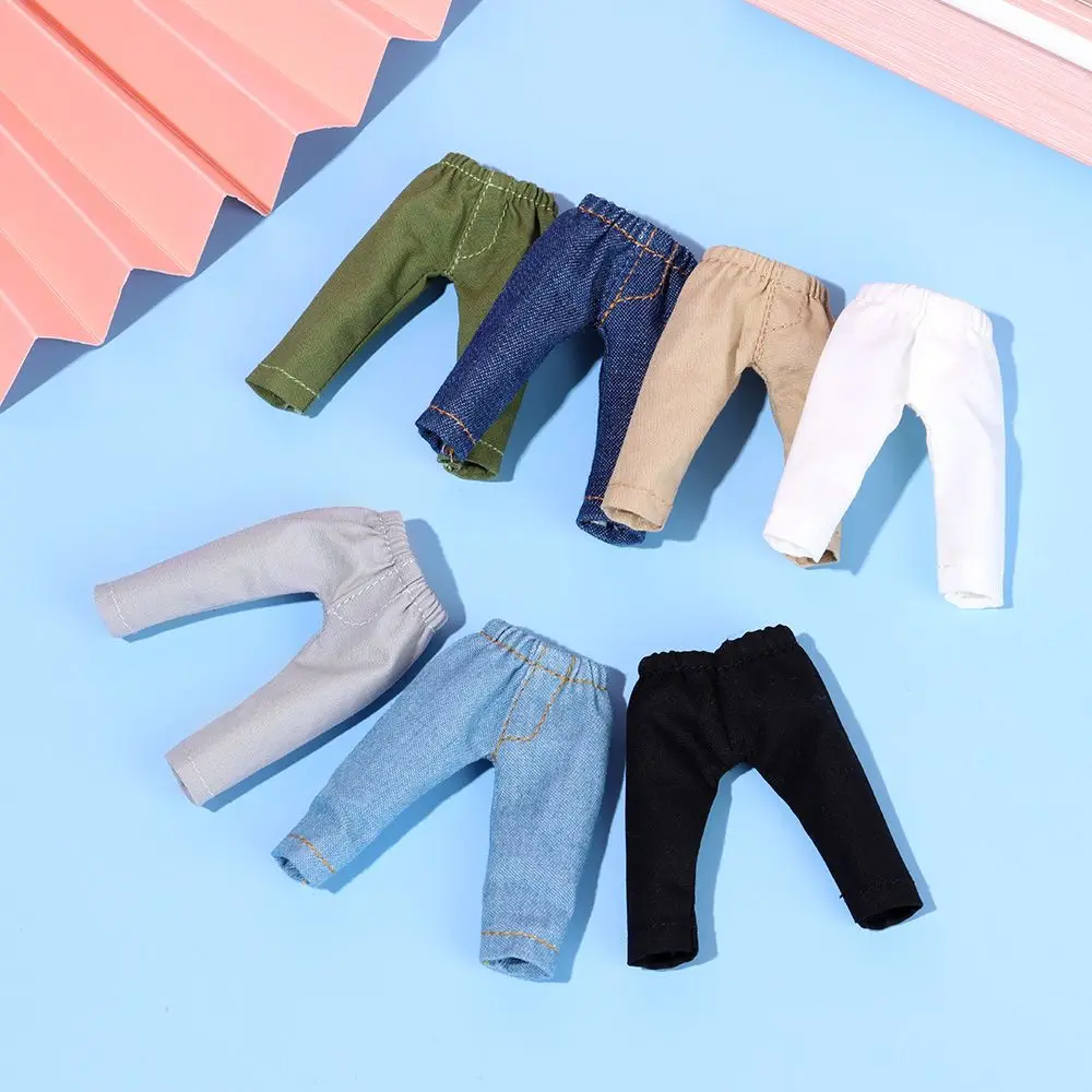 Mini Doll Fashion Denim Long Pants Doll Tights Pants Leggings For 1/11 1/12 Doll Casual Wears Pants Clothes Doll Accessories