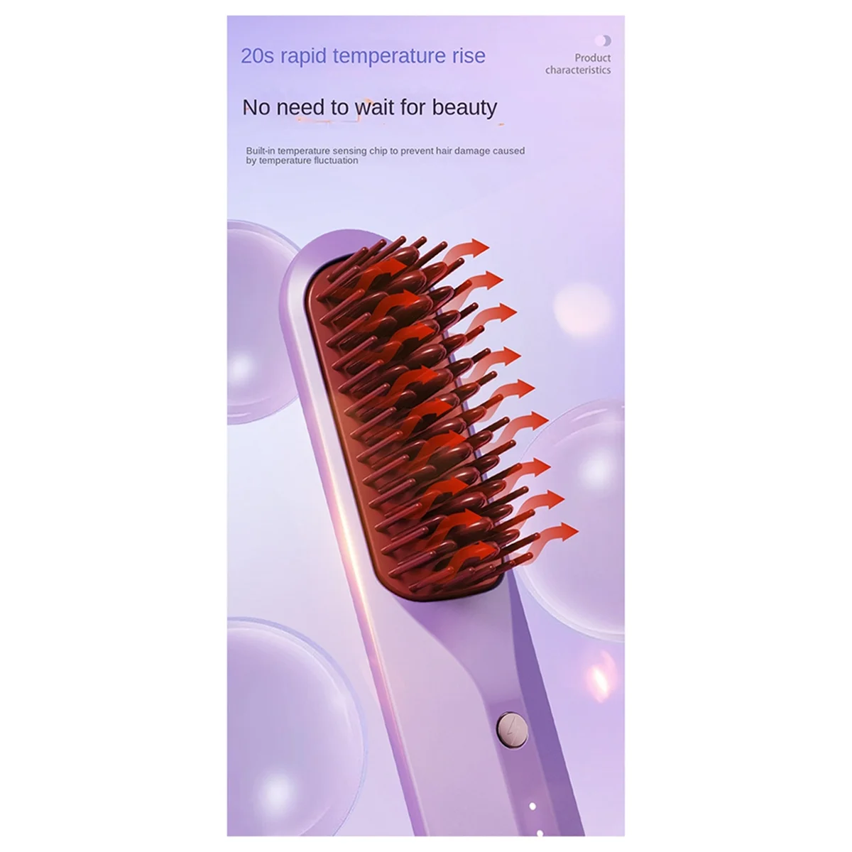 Rechargeable Hot Comb Cordless Hair Brush Straightener Heat Pressing Combs Electric Comb Anti Burn Fast Heating-C