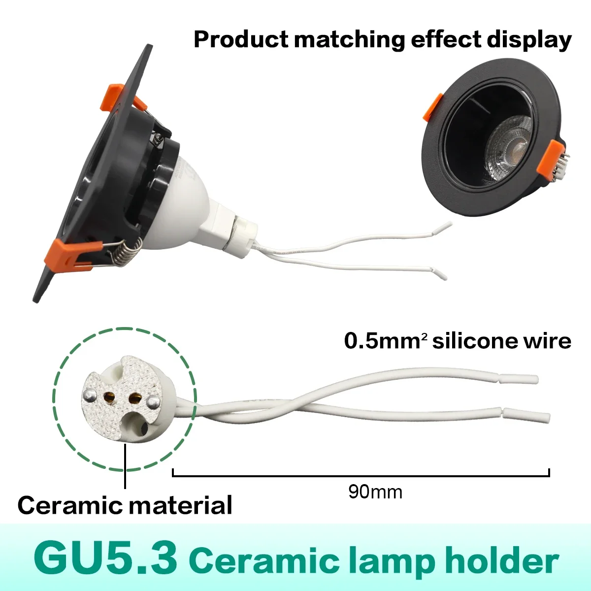 10PCS Square Embedded Ceiling Spotlight Kit AC DC 12V 24V Adjustable 90degree Light White Black Round Light Gu5.3 Lamp Holder