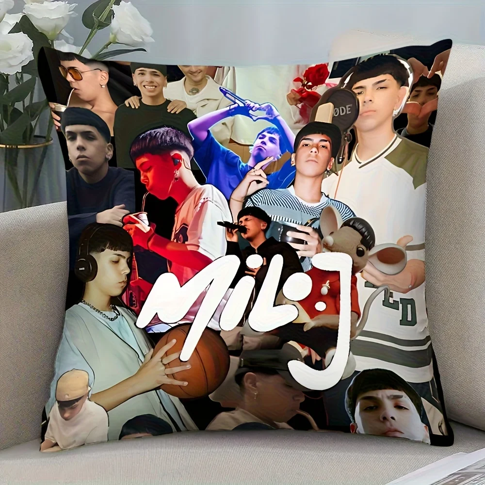 1pc Milo J Collage Pillow Cover, 2D Double-Sided Polyester Cushion Case, Latin Music Fan Decor Pillowcase, Gift for Milo J Fans