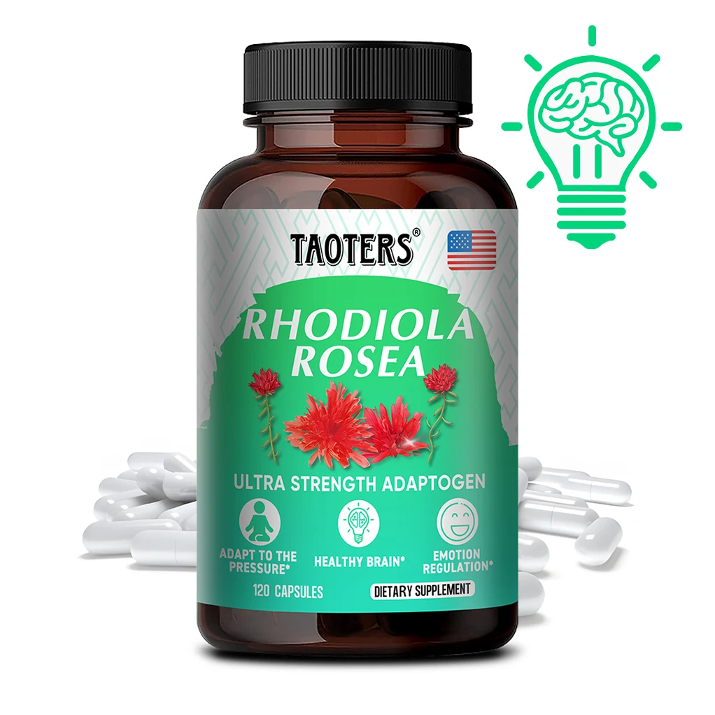 Rhodiola Rosea Supplement, 120 Veggie Capsules - Natural Stress Level Support, Brain Health, Focus, Natural Mood Support