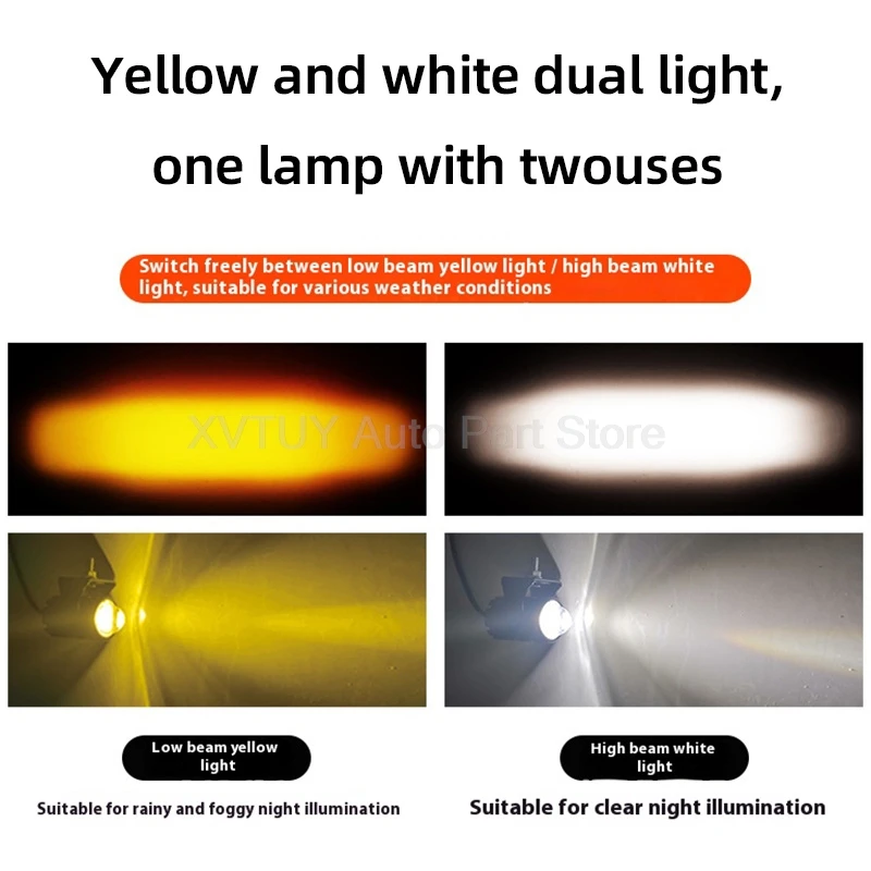 حار دراجة نارية الأضواء المصباح LED لونين صغير الصلب مدفع عالية منخفضة شعاع مقاوم للماء السوبر مشرق 8-80 فولت الجهد واسعة #3