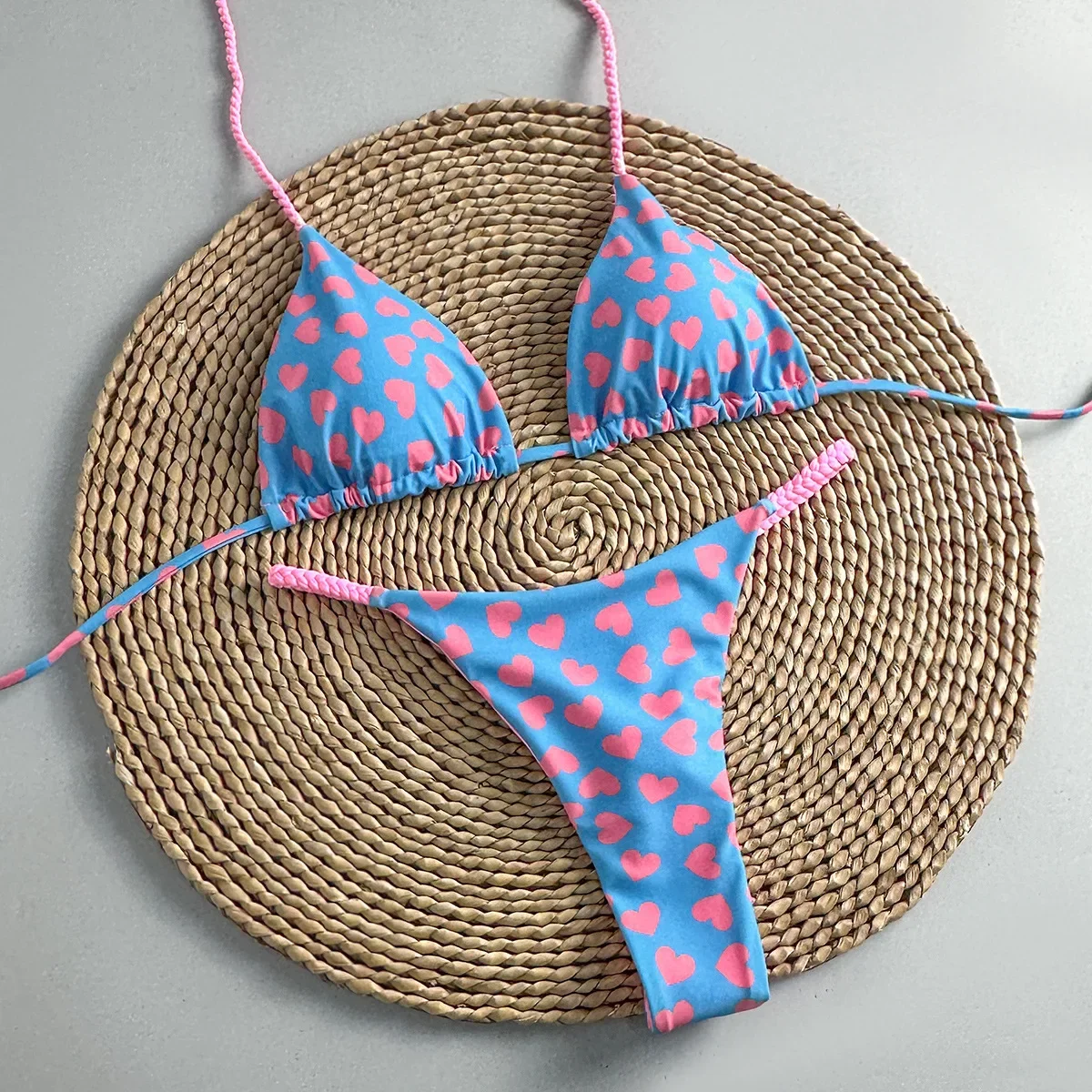 Sexy Dreieck Push-Up Bikini Brasilianische Bademode Frauen Herz Gedruckt Bikinis Gepolsterter Badeanzug Tanga Badeanzug Maillot De Bain