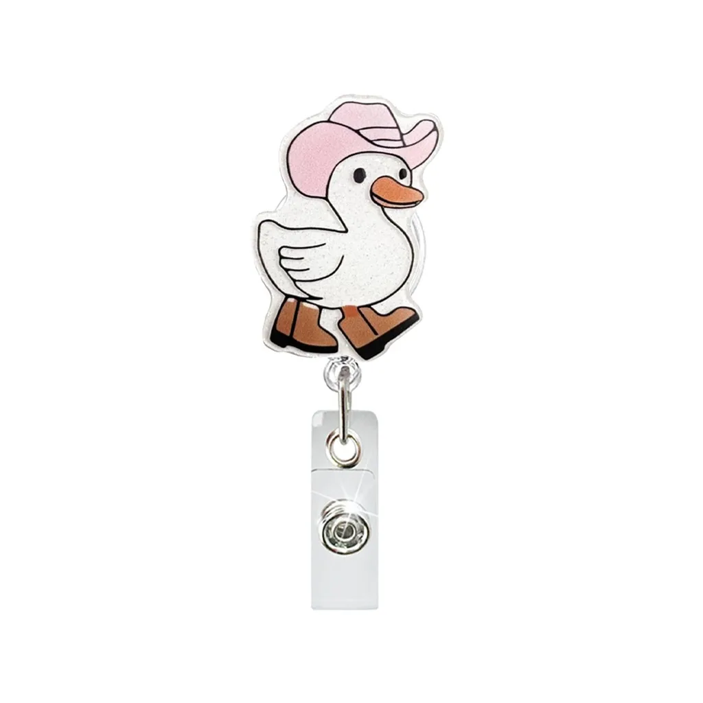 Metal Belt Clip Badge Holder Practical Cute Printed Badge Holder Retractable Acrylic Badge Holder Beautiful For Daily Use