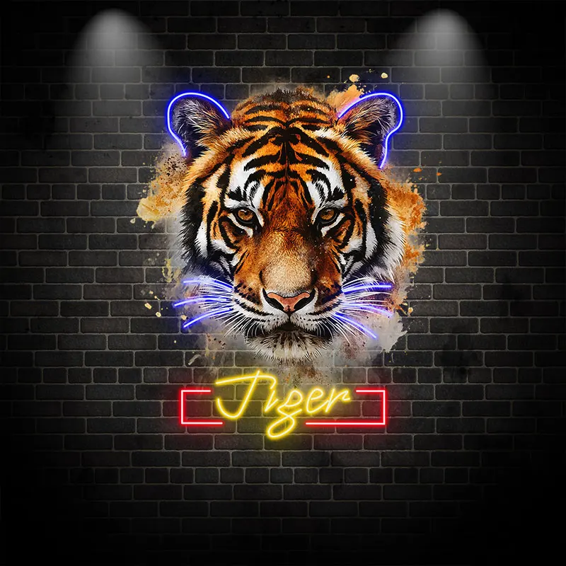 Fierce Tiger Acrylic Custom Neon Sign, Personalized LED Sign Light, Creative Gift Neon Light For Home Decor