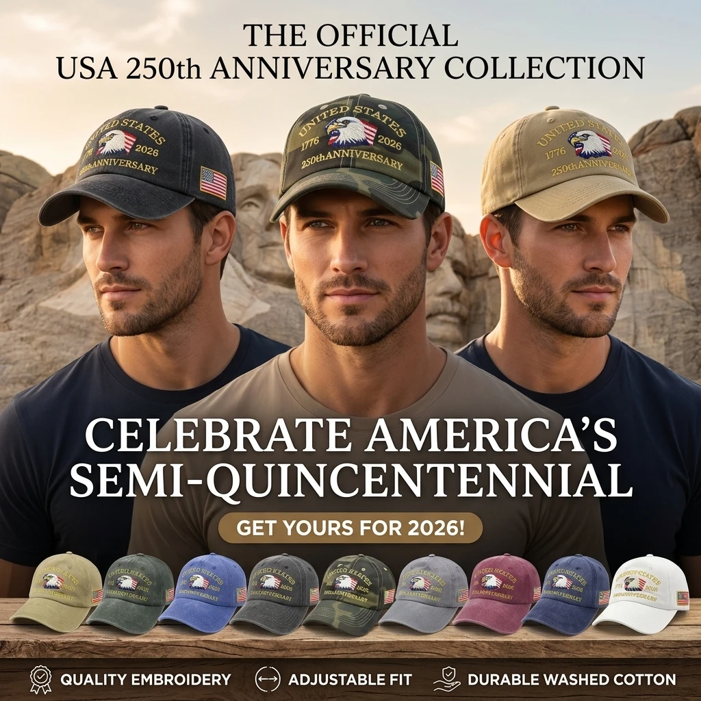 USA 250 Years Anniversary Eagle Embroidery Dad Hat American Flag Baseball Cap 1776-2026 Independence Day Souvenir Trucker Hat