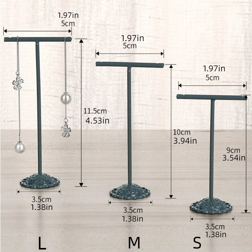 3 pz/set orecchini a forma di T espositore appeso espositore per gioielli in metallo placcato ornamento collana organizzatore rack gioielli