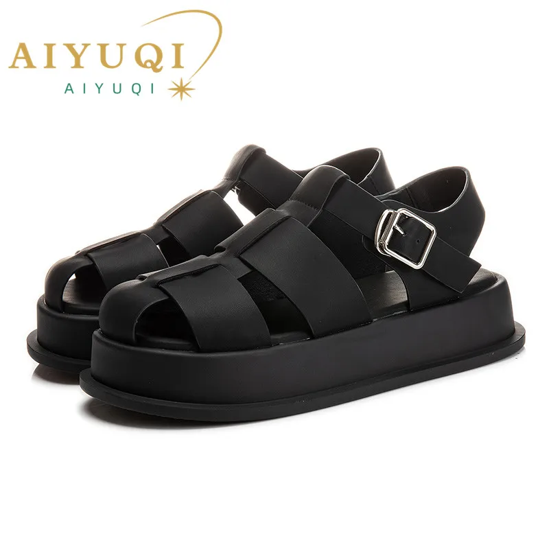 AIYUQI Women\'s Sandals Closed toe 2024 Summer New Women Roman Sandals Leisure Thick Soled Fashion Woven Women\'s Shoes Sandals