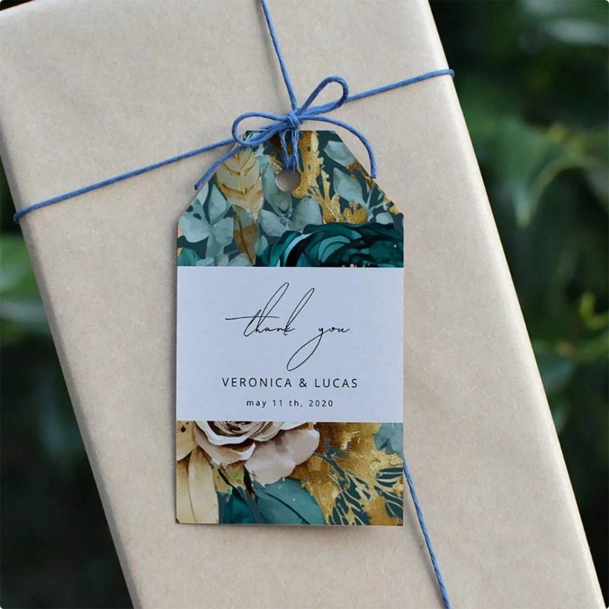 3x5CM  100pcs Custom Wedding Welcome Gift Tags 30 Styles Emerald Greenery Wedding Welcome Gift Tags Thank you Favor Tags No Rope