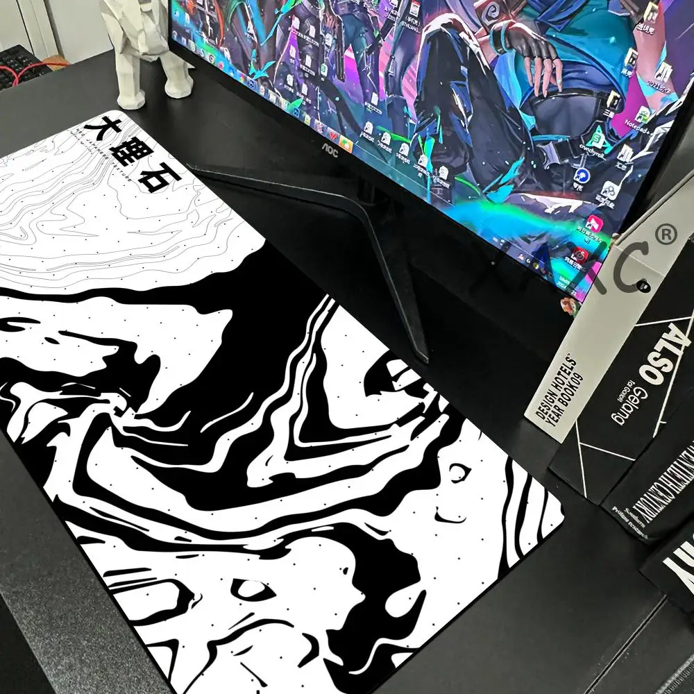

Черно-белый мраморный жидкий коврик для мыши Art Deskmat Защитный коврик для стола Компьютерный коврик Коврик для геймера 900x400 Расширенный коврик для офиса Ca