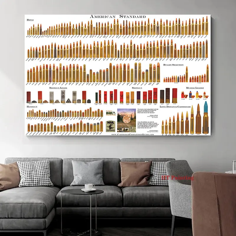 خمر الأسلحة البنادق الذخيرة الرسم البياني المشارك جميع رصاصة حائط لوح رسم الفن صور الأسلحة يطبع لغرفة المعيشة ديكور المنزل #1