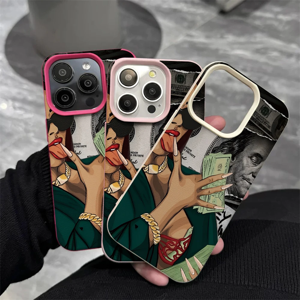 Schöne Frau Dollars Handyhülle für iPhone 17 16 15 14 13 12 11 Pro Max 16 15 14 Plus 17 16 15 Pro 17Air Silikon Matte Hülle – Detail 4