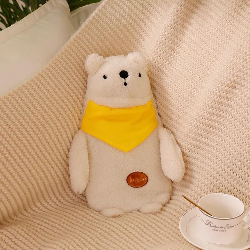 1000ML Cute Hot Water Bottle Bag Girls Plush Shoulder Hand Warmer Heat Pack Warm Belly Instant Hot Pack Winter Water Heating Pad