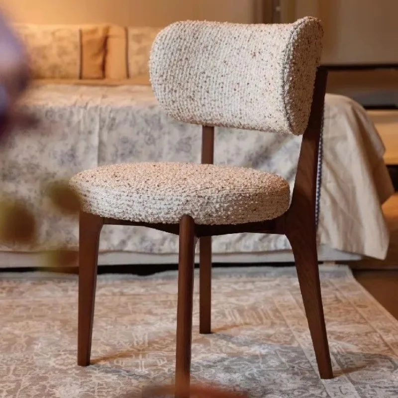 

Nordic solid wood home retro light luxury designer back chair modern simple dining chair cafe restaurant makeup chair