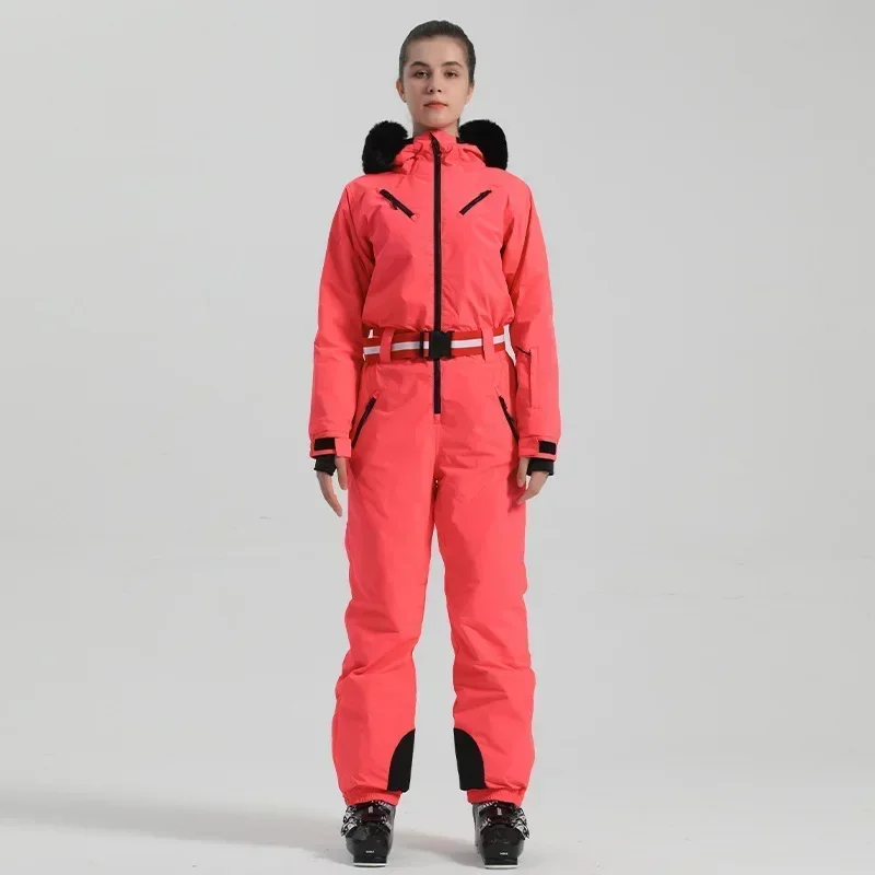 

Winter 2025 New One Piece Ski Suits Outdoor Wear Resistant Windproof Skiing Clothes Women Breathable Thermal Snowboard Jumpsuits