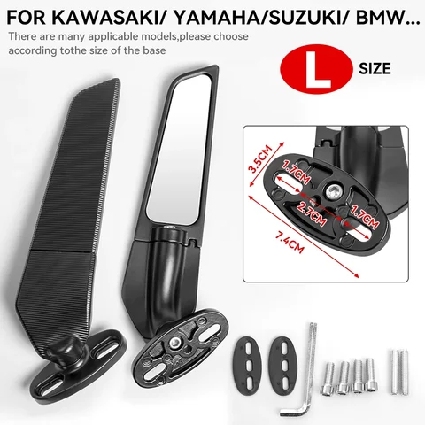 Регулируемые Поворотные Боковые Зеркала Для Мотоциклов Kawasaki Ninja 250/300/400/650 H2/H4 С Наклонными Зеркалами-«крыльями»...