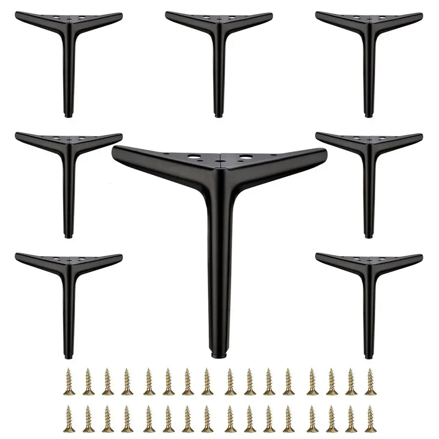 

inch 18cm Matte Black Metal Furniture Legs Set of 8, Modern Style Furniture Legs, DIY Replacement for TV Stand, Sofa, Chair, Cab