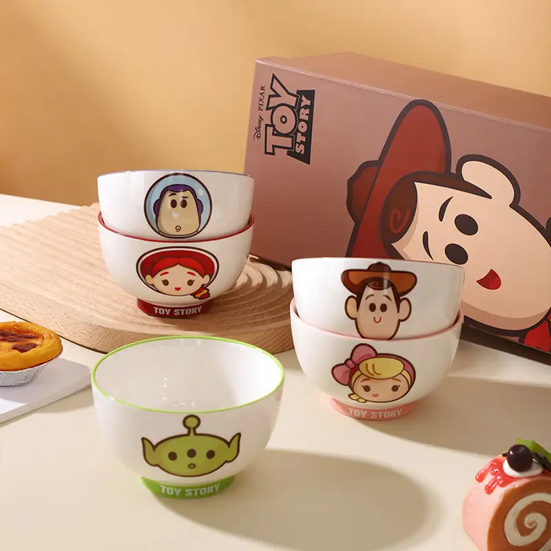 Kawaii Disney animation Toy Story three-eyed cartoon ceramic bowl household new children's rice bowl high-end gift tableware