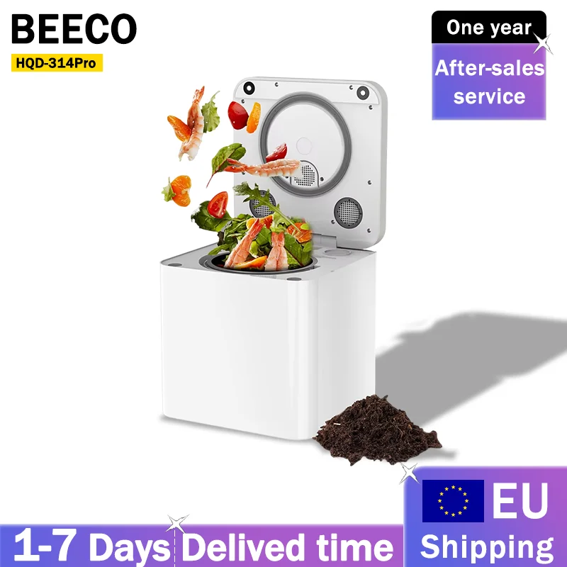 BEECO HQD-314Pro Küchenkomposter 3,3L Kapazität Verwandelt Abfälle in Natürlichen Dünger Eingebautes UVC-Licht Kindersicherung LCD-Bildschirm