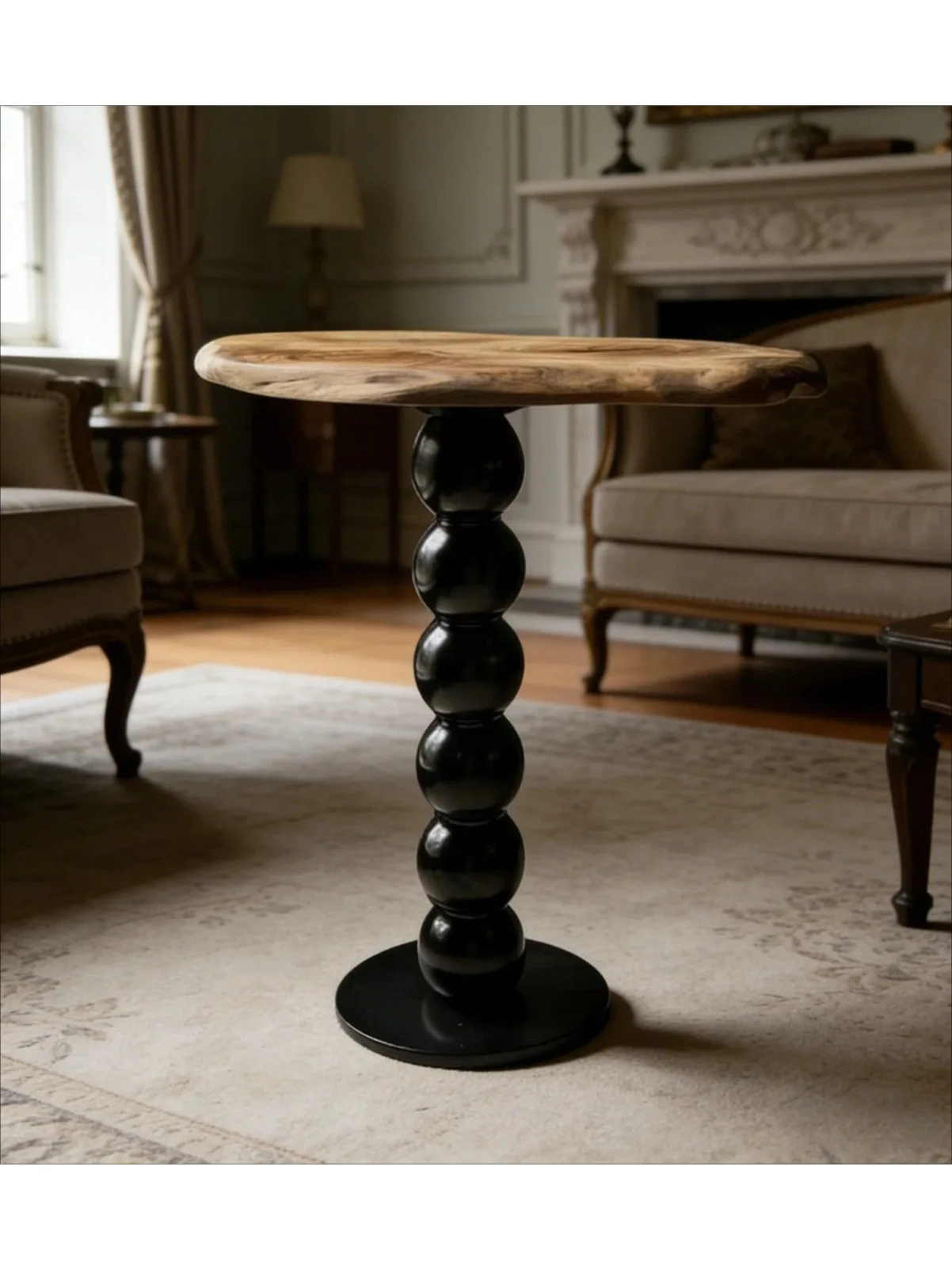 Solid wood living room balcony coffee table sofa small apartment incense camphor wood beaded shape small coffee table
