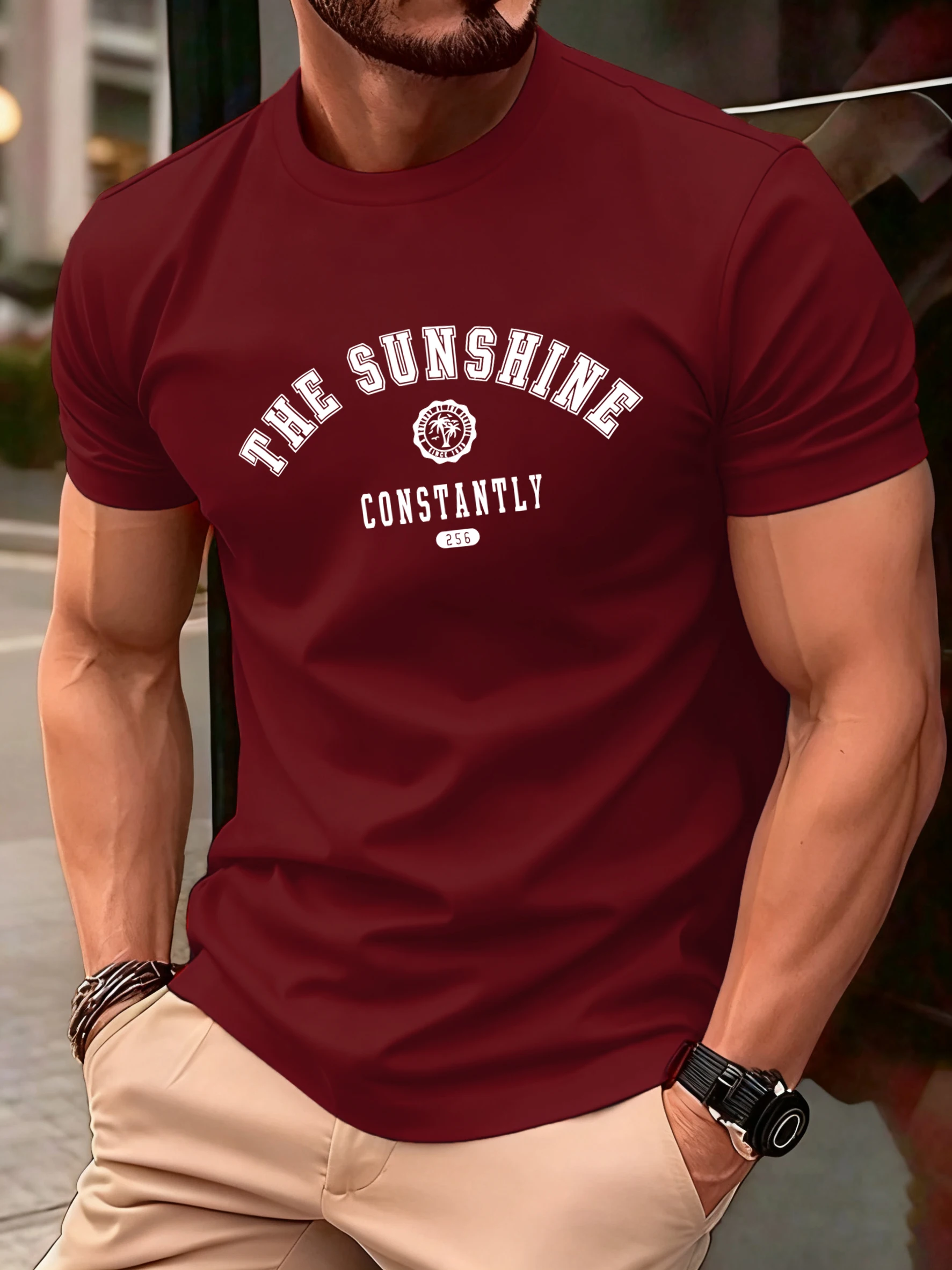 Constantly Trees By The Seaside Bedrucktes T-Shirt Herren Baumwolle Sommer T-Shirts All-Match Trendige Kleidung Männliche Mode Streetwear