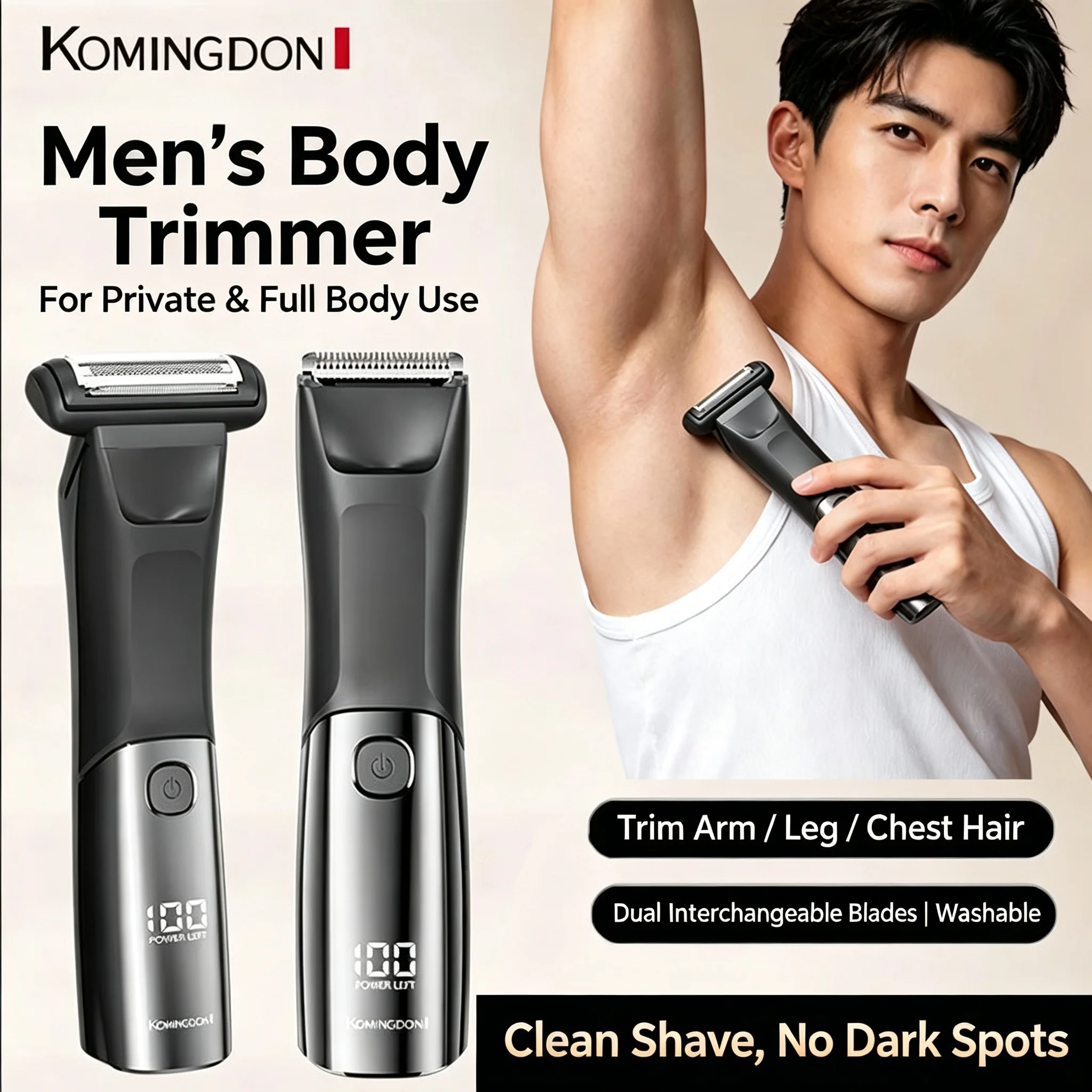 komingdon-body-hair-trimmer-for-men-groin-electric-shaver-rechargeable-waterproof-wet-dry-cordless-underarm-intimate-grooming