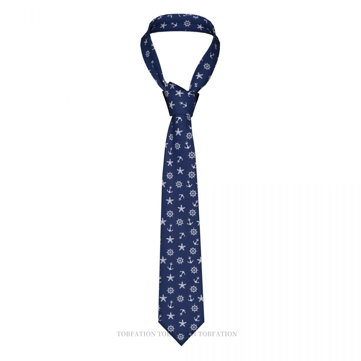 

Navy Blue Nautical Anchor Classic Men's Printed Polyester 8cm Width Necktie Cosplay Party Accessory