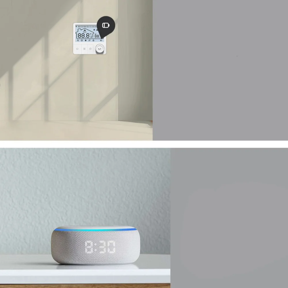 

WiFi Smart Thermostat for Gas Boilers Featuring Voice Control and Six Daily Temperature Settings via For Tuya App