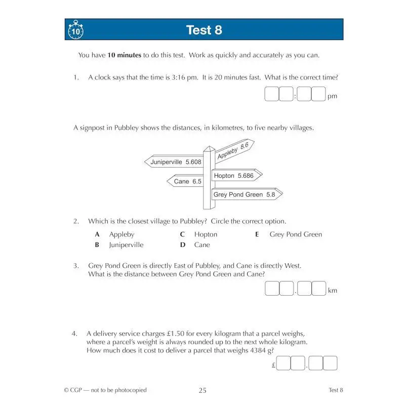 11 CEM 10 دقائق اختبار الرياضيات مشاكل الكلمات الأعمار 1011 كتاب 1 مع الطبعة عبر الإنترنت كتب CGP 9781789081817
