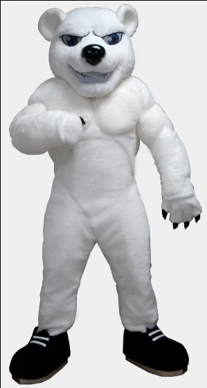 Anime Cosply Costume White Muscle Polar Bear Mascot Costume Adult Cartoon Character Mascotte Fancy Dress Suit Kits for 1953