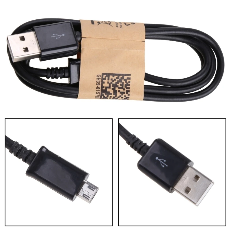 1M Micro USB 2.0 A Macho para Macho Linha Carregamento Dados para Preto