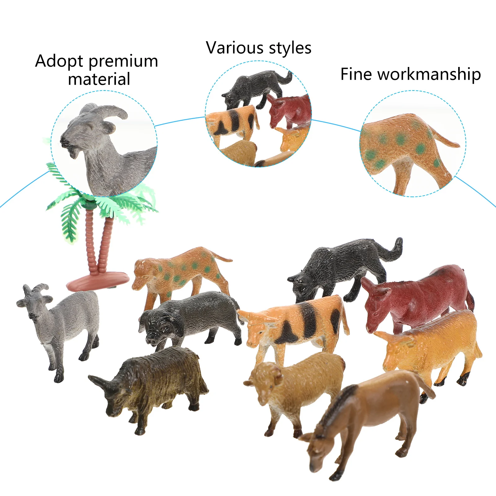 

12 Pcs Farm Animals Figures Toy Resin Model Smooth Edges Kids Plaything Learning Educational Child Figurines Accessories