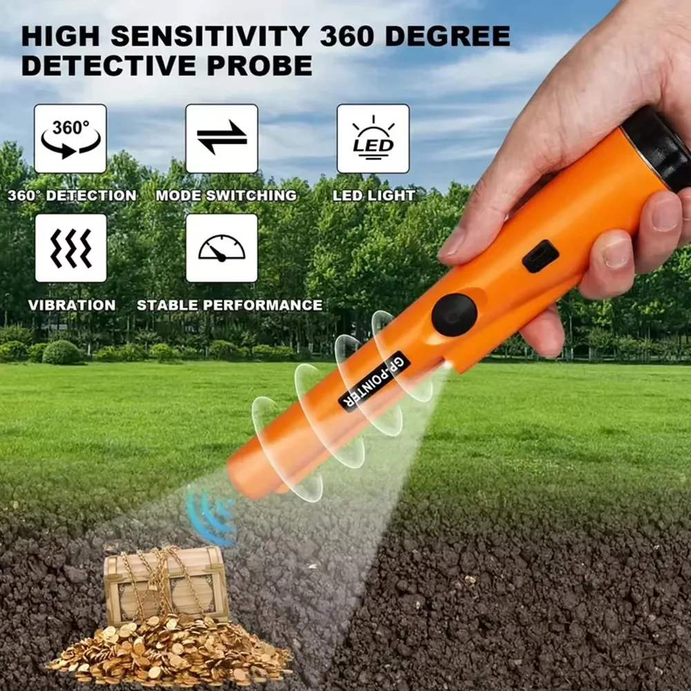 Treasure Hunter Handheld Metal Detector Pinpointer Pointer Probe Anti-scratch Metal Pinpointing Waterproof 360 Degree Scan