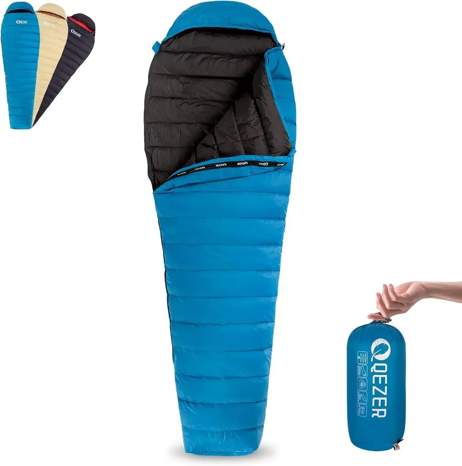 Ultralight Down Sleeping Bag for Adults with 600 Fill Power, Compact All Seasons Sleeping Bag for Backpacking, Hiking