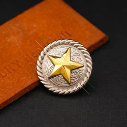 5X 1-1/4 Inches Silver Western Ranger Gold Texas Star Leathercraft Belt Horse Headstall Saddles Conchos Button Belt Collar Decor