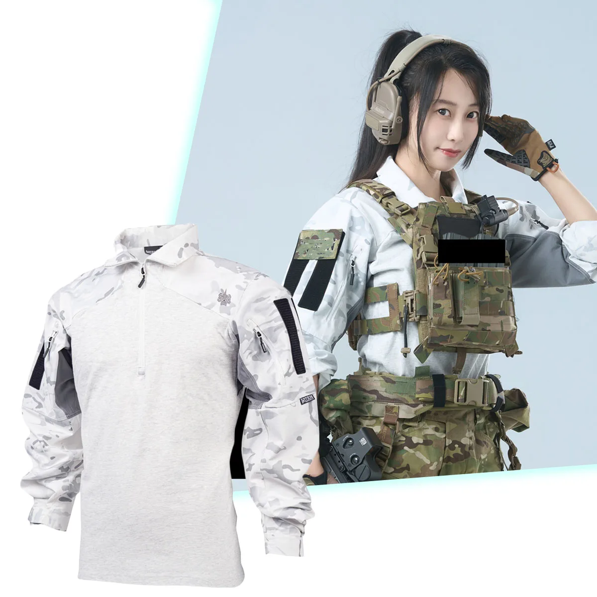 Snow Camouflage Breathable Frog Clothing Spring & Autumn Airsoft Paintball Training Suit for outdoor hunting role playing